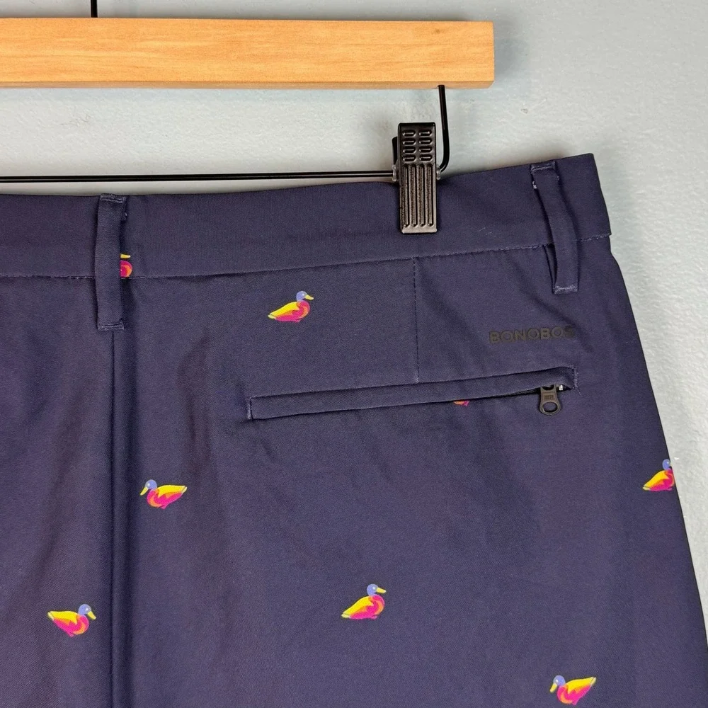 Bonobos Golf Men 33x31 Navy Blue Mallard Ducks Slim Taper Leg Performance Pants